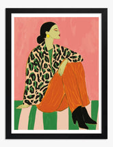 Feminine Fashion Portrait Art Print Black Frame
