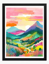 Rainbow Mountain Vista Art Print Black Frame
