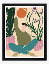 Pottery & Plants Art Print Black Frame