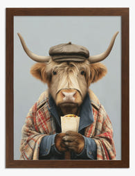 Burrito-Loving Highlander Art Print - Brown