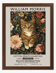 Charming Tabby & Blooms Art Print - Brown
