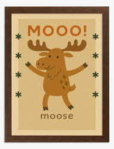 Cheerful Moose Art Art Print - Brown