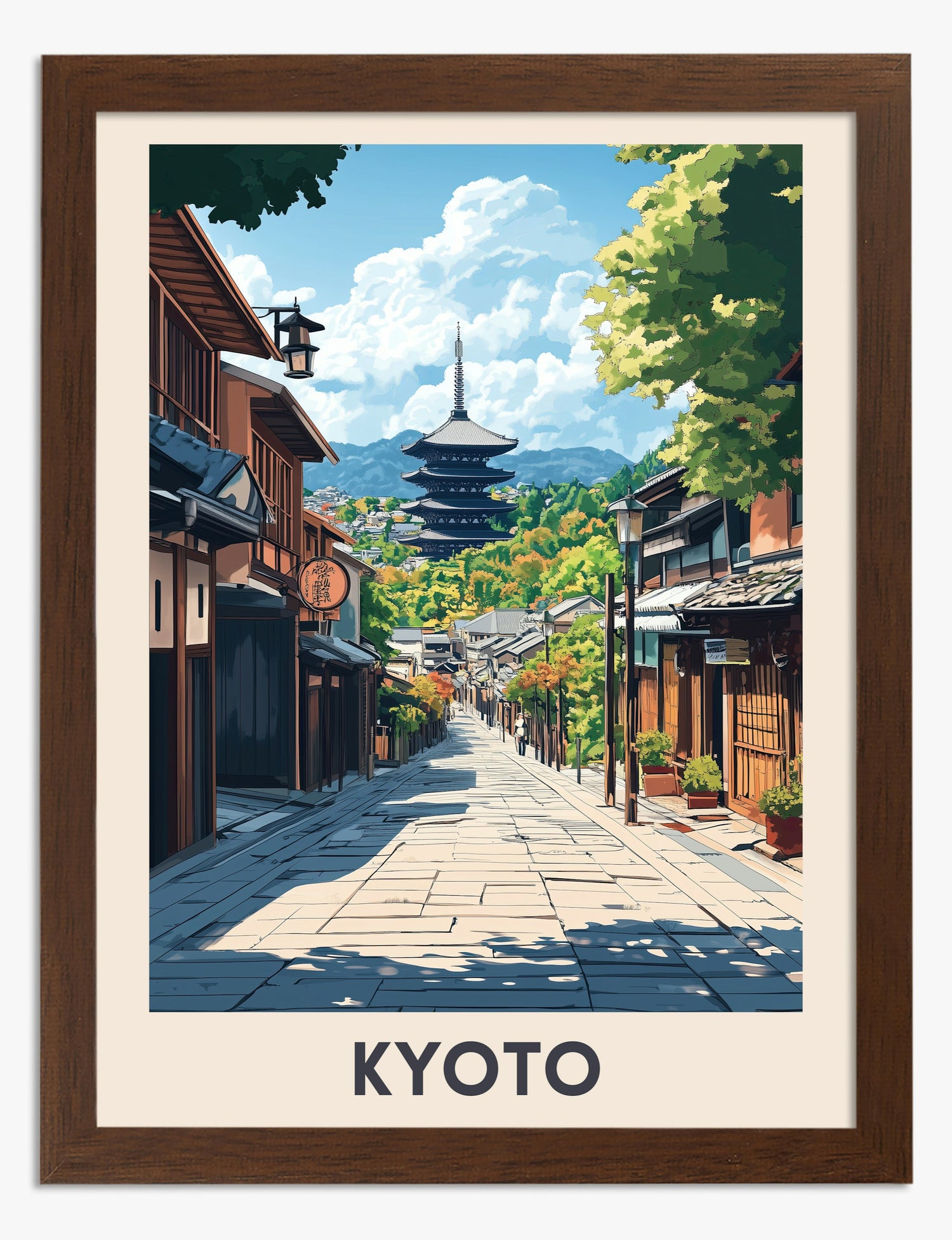Kyoto Serenity Art Print - Brown
