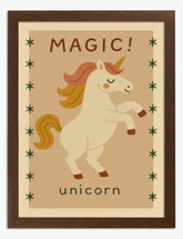 Magical Unicorn Delight Art Print - Brown