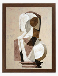 Modern Cubist Silhouette Art Print - Brown
