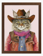 Cowboy Cat Confidence Art Print - Brown