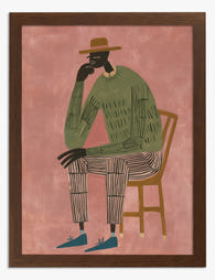 The Thoughtful Pose Art Print - Brown