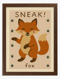 Playful Fox Sneak Art Print - Brown