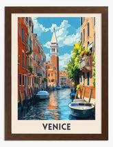 Venetian Canal Charm Art Print Brown