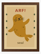 Playful Seal Delight Art Print - Brown