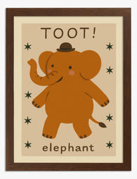 Playful Elephant Friend Art Print Brown