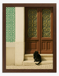 Lisbon Cat & Doorway Art Print - Brown