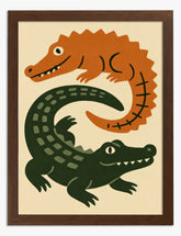 Crocodile Companions Art Print Brown