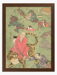 Tiger and Dragon by Utagawa Hiroshige Art Print Brown