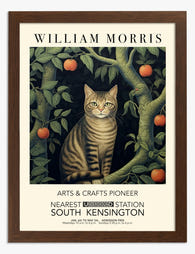 Morris Cat in Orchard Art Print - Brown