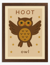 Hoot Owl Charm Art Print Brown