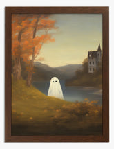 Ghostly Autumn Whimsy Art Print - Brown