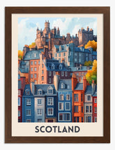 Scottish Cityscape Charm Art Print - Brown