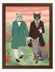 Dapper Cat Companions Art Print - Brown