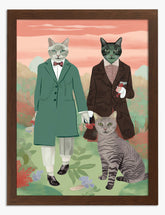 Dapper Cat Companions Art Print - Brown
