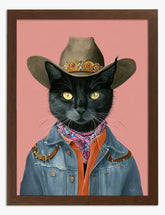Cowboy Cat Attitude Art Print - Brown