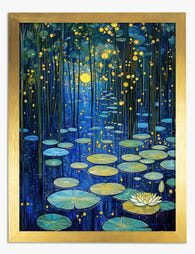 Klimt-Inspired Night Lilies Art Print - Gold