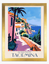 Coastal Charm in Taormina Art Print - Gold