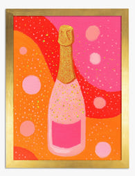 Pink Celebration Bottle Art Print - Gold