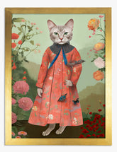 Fashionable Feline Elegance Art Print - Gold