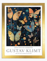 Klimts Midnight Butterflies Art Print Gold