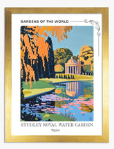 Tranquil Water Garden Art Print - Gold