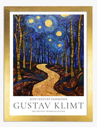 Starry Forest Path by Klimt Art Print Gold