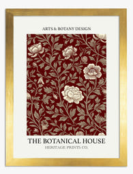 Burgundy Botanical Heritage Art Print - Gold