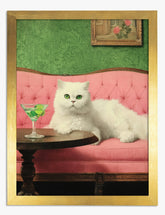 Elegant Feline Lounge Art Print Gold