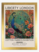Peacock & Blooms by Morris Art Print - Gold