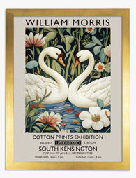 Elegant Swans by Morris Art Print - Gold