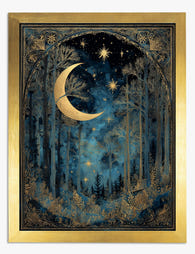 Moonlit Forest Reverie Art Print - Gold