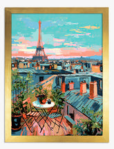 Parisian Rooftop Escape Art Print - Gold
