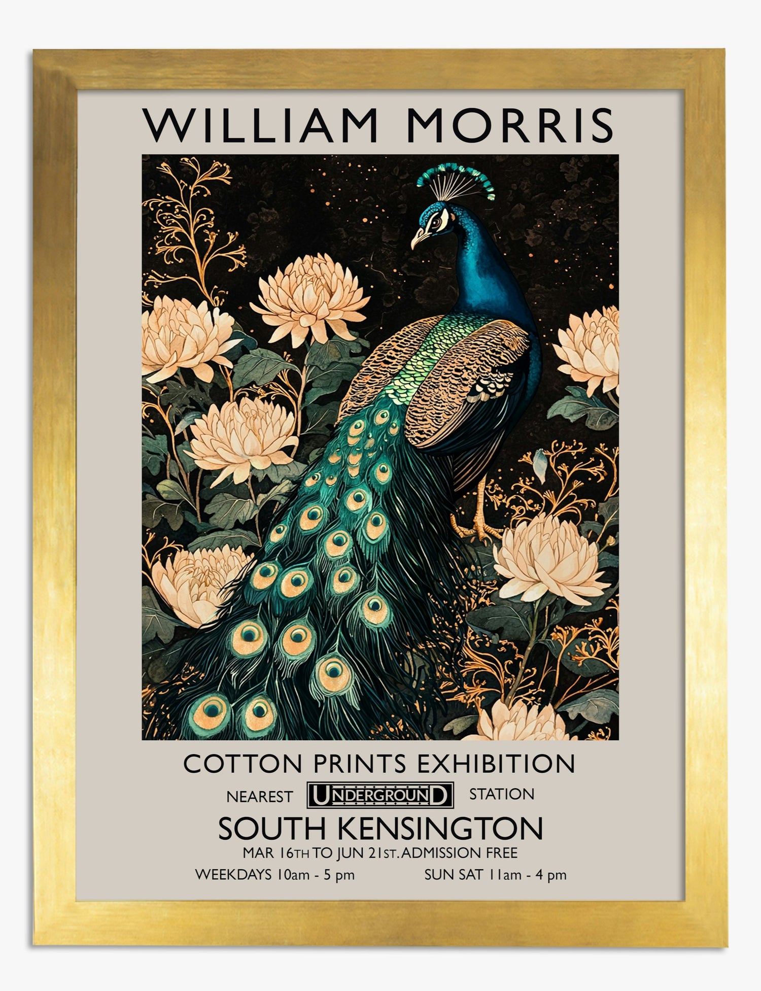 William Morris Peacock Art Print - Gold