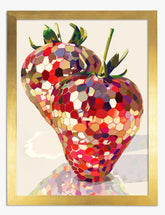 Strawberry Disco Delight Art Print - Gold