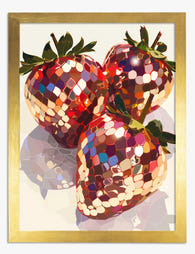 Strawberry Disco Delight Art Print - Gold
