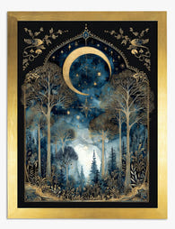 Moonlit Forest Reverie Art Print - Gold