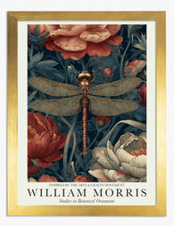 Morris Dragonfly Botanical Art Print - Gold