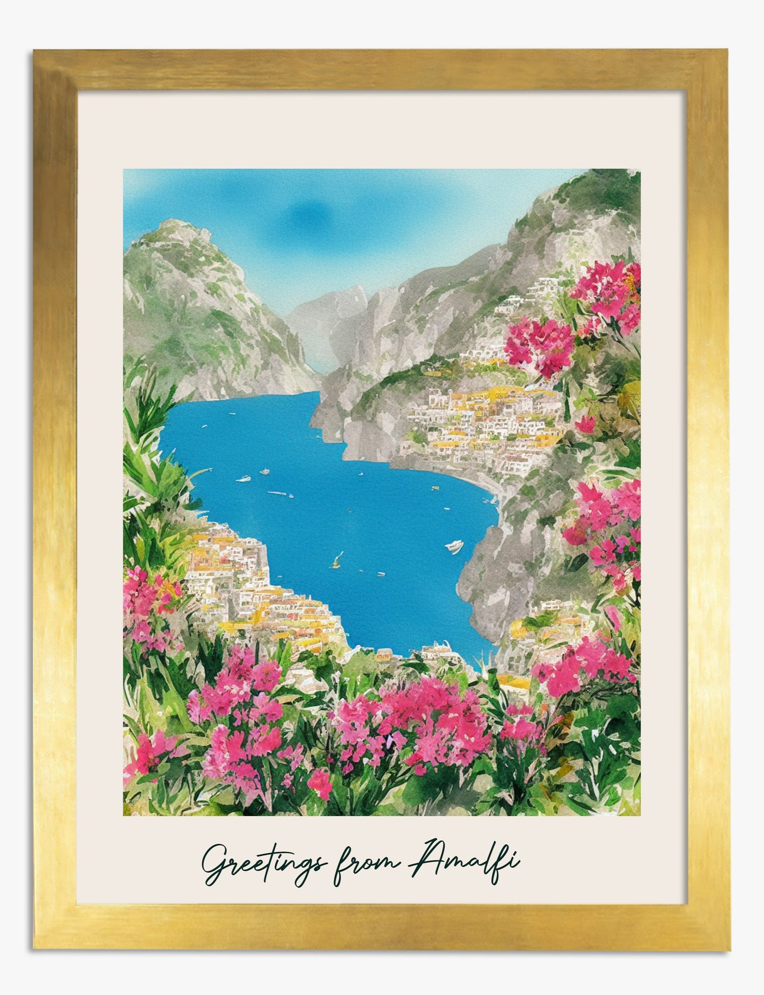 Amalfi Coast Escape Art Print - Gold