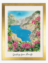 Amalfi Coast Escape Art Print - Gold