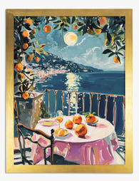 Moonlit Mediterranean Art Print - Gold