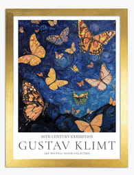 Klimts Night Butterflies Art Print - Gold