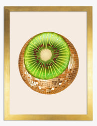 Disco Kiwi Delight Art Print Gold