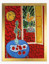 Matisses Vibrant Red Interior Art Print - Gold