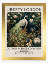 Elegant Peacock by William Morris Art Print - Gold